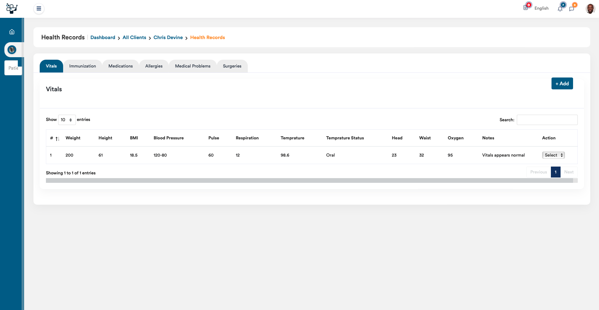 ProbityCare EHR Patient Health Records dashboard